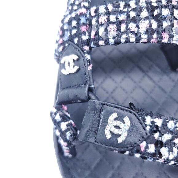 Chanel Black Glittered Tweed & Lambskin Black, Blue, Pink & White 23P NIB - Picture 6 of 9